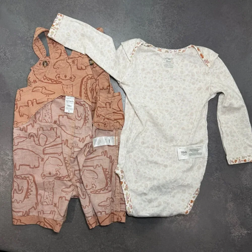 Just One You by Carter’s 18M Animal Print Shortall Outfit Floral Bodysuit Set